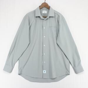 &Collar Range Shirt Mens L Gray Performance Stretch Long Sleeve Regular Fit